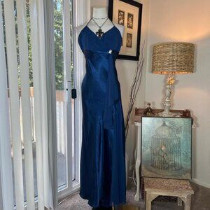 Vintage Satin Halter Evening Dress